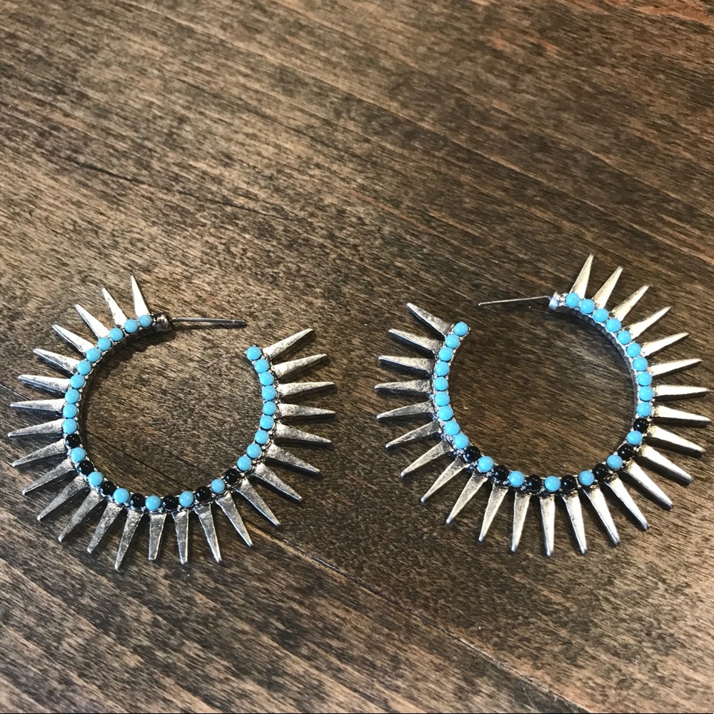 Fun, Edgy Spiked Silver Earring Hoops